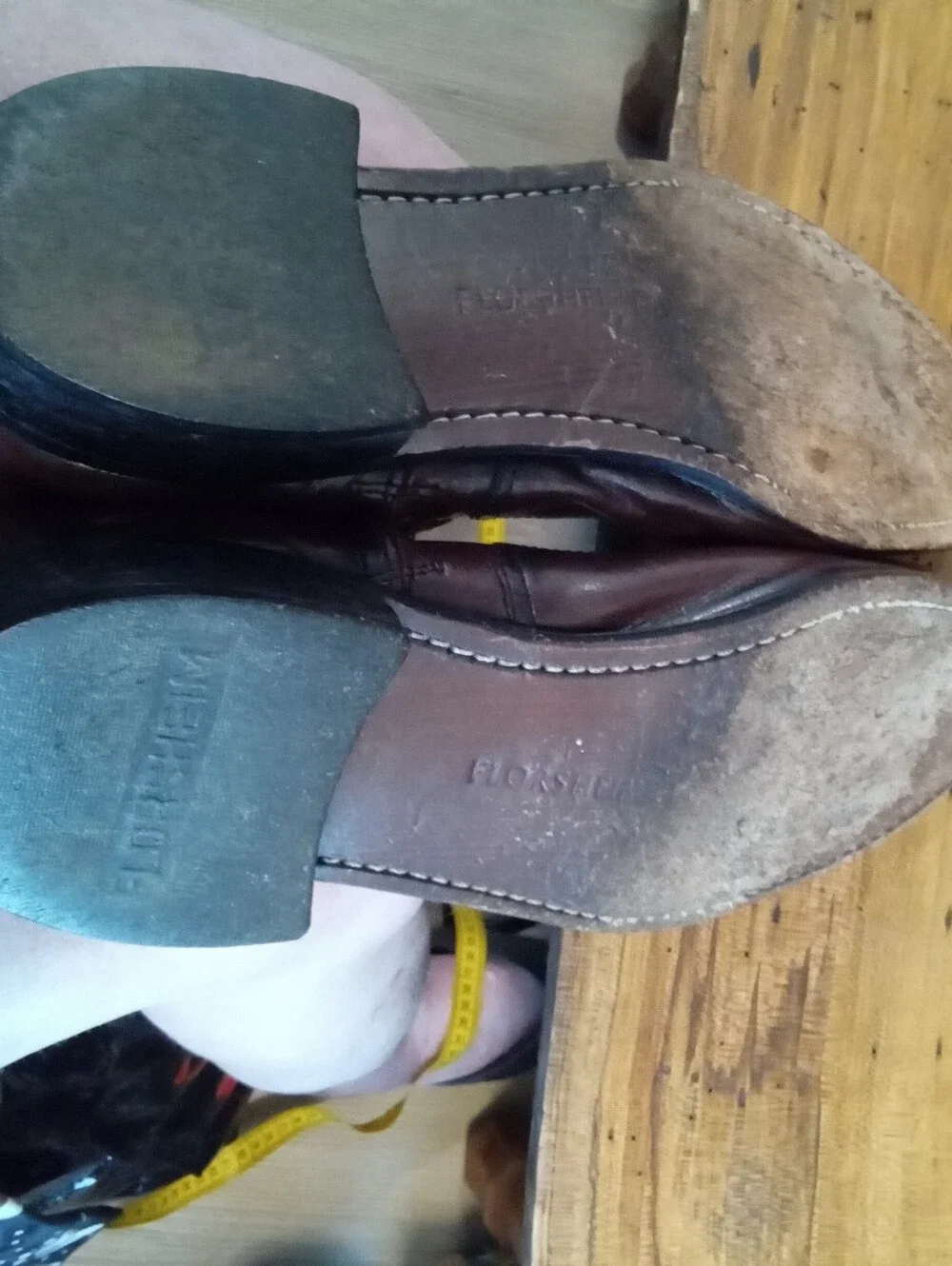 Vintage Unisex Florsheim Sz 10D Essex MocToe Stich Border Black Cherry Leather